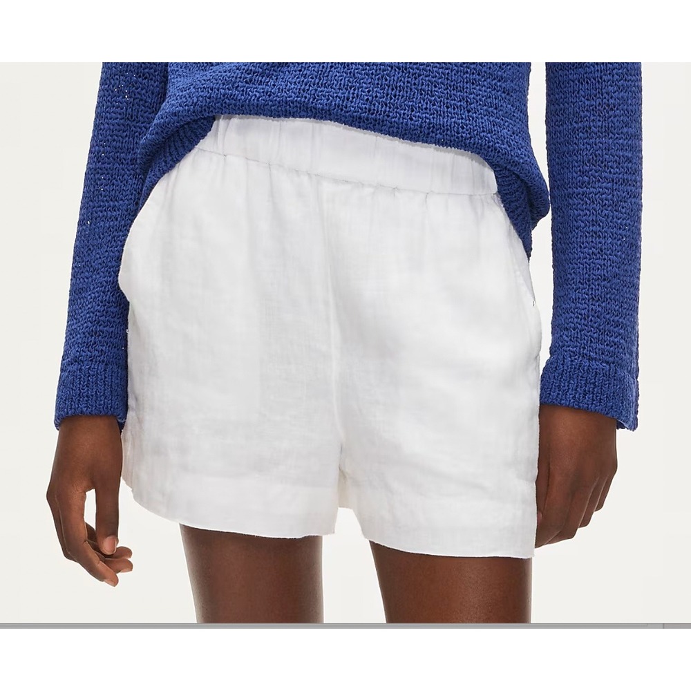 NEW J.Crew Tropez Shorts in White Linen Elastic Waist Size Small Lined Beachy